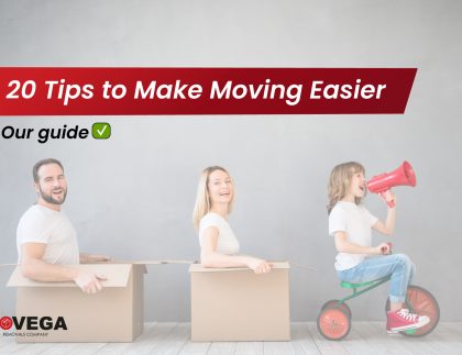 a family of three having fun while moving