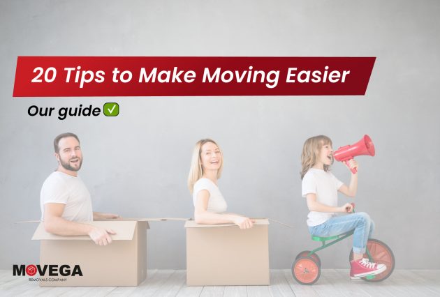 a family of three having fun while moving